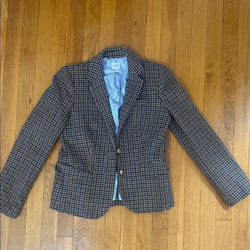 J. Crew Brown and Black Houndstooth Blazer